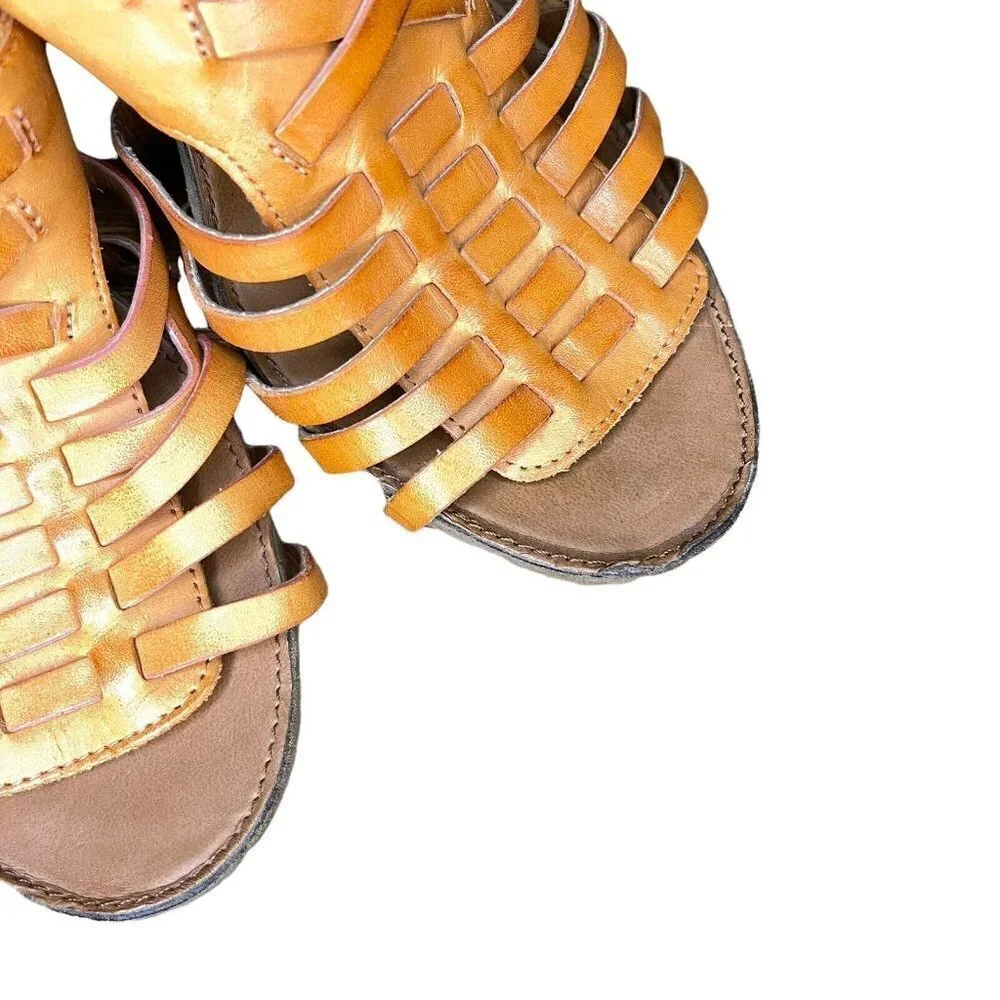 Franco Sarto Hillary Womens Shoes Size 8.5 Orange Sandal Wedges Leather‎ Heels